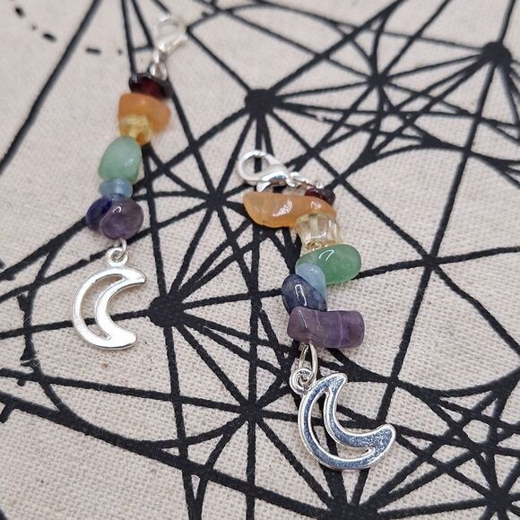 Chakra crystal moon zipper pull diy accessory lobster clasp charm - Picture 6 of 6